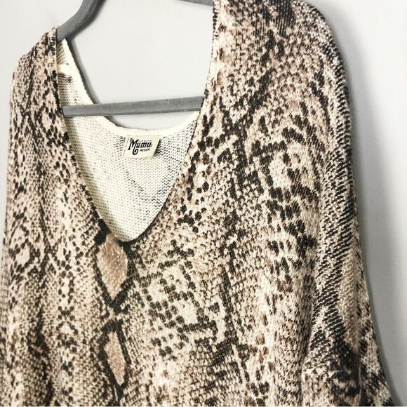 SHOW ME YOUR MUMU | Hug Me Sweater Python Knit Brown Cream Women’s Size Medium - Picture 5 of 12